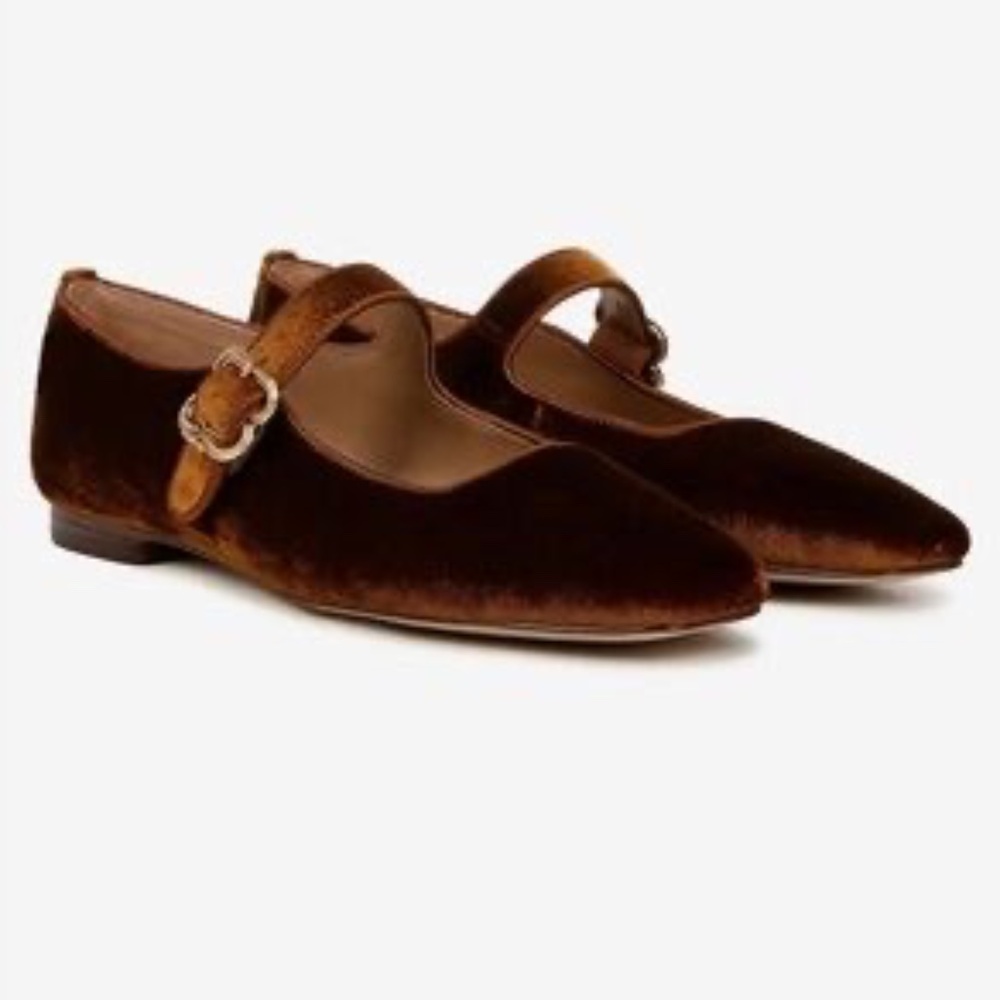 Sam Edelman Michaela Dark Brown Velvet Mary Jane Flats Size 6 NWT